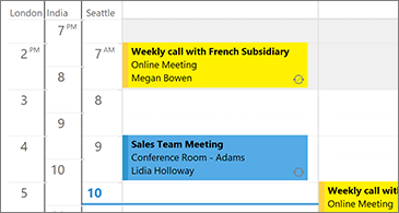 Need to schedule a meeting across time zones? Add multiple time zones to your calendar to easily see everyone's availability and pick a time that works for all.
